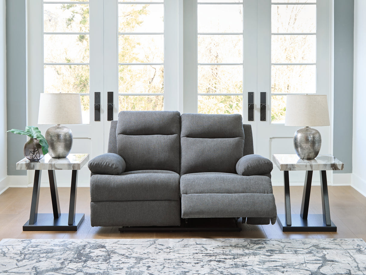 Side-Swipe Reclining Loveseat (Color: Charcoal)
