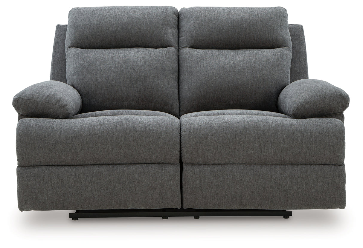 Side-Swipe Reclining Loveseat (Color: Charcoal)