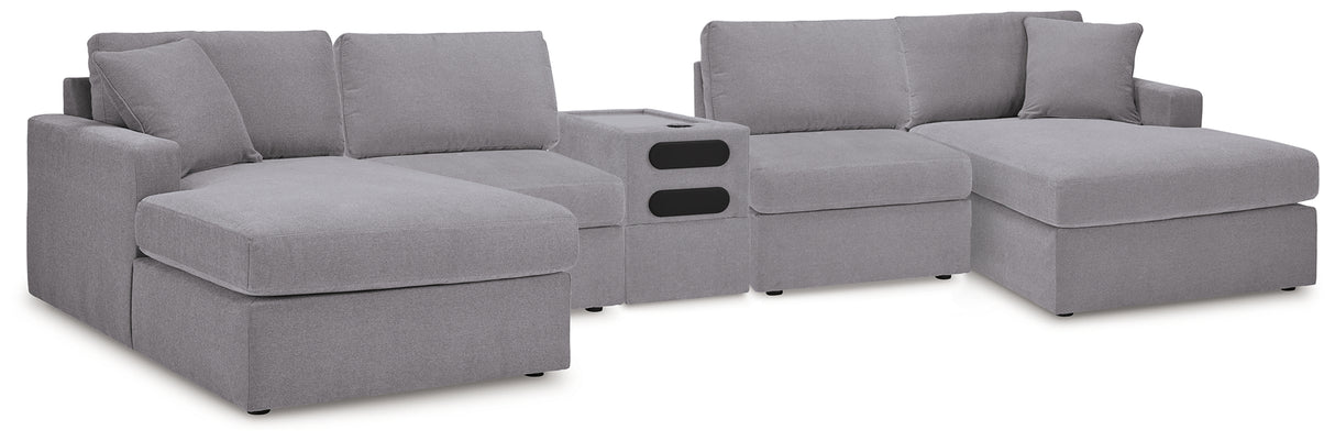 Modmax 5 Piece Sectional with Audio Console (Color: Granite)