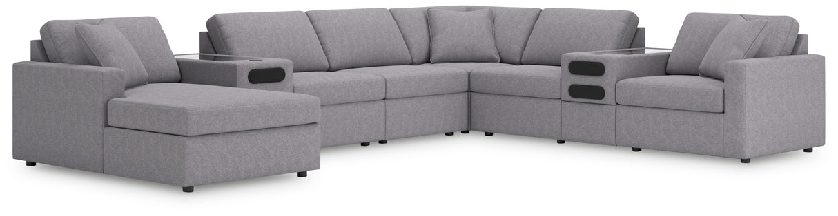 Modmax 8-Piece Sectional with Audio System and Chaise (Color: Granite, Sectional Orientation: Left Arm Facing)