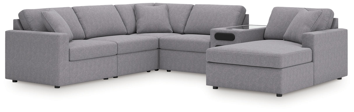 Modmax 6-Piece Sectional with Audio System and Chaise (Color: Granite, Sectional Orientation: Right Arm Facing)