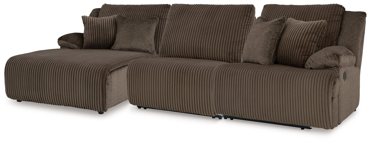 Top Tier Sofa Chaise Sectional (Configuration: 3-Piece (Left-Arm Facing Press Back Chaise, Armless Recliner, Right-Arm Facing Recliner))