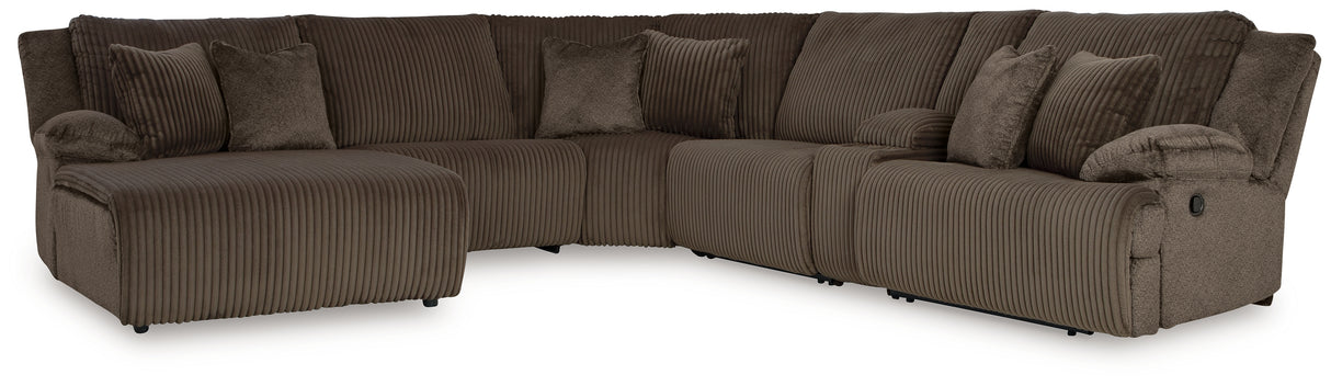 Top Tier 6-Piece Reclining Sectional with Chaise (Color: Chocolate)