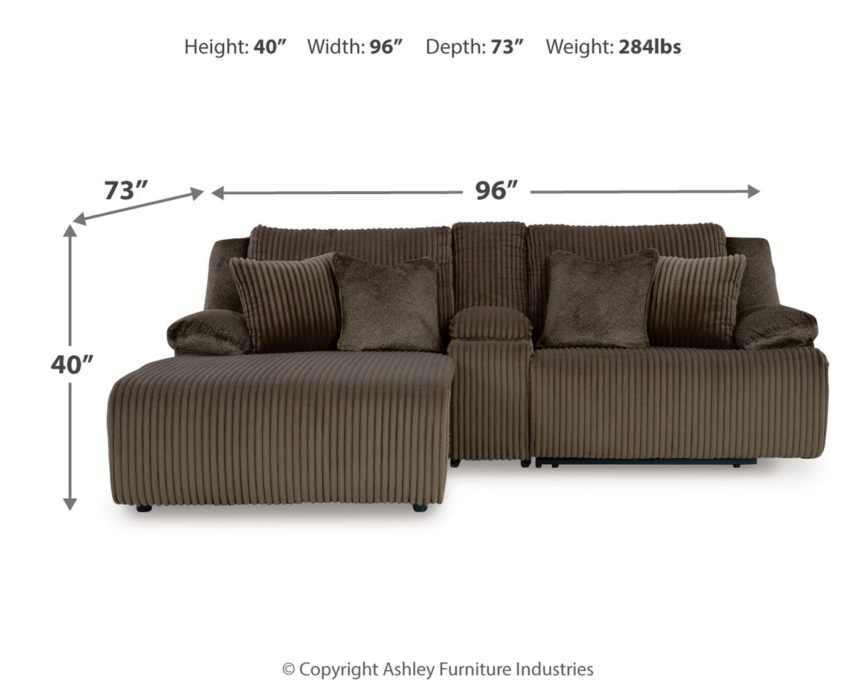 Top Tier 4-Piece Sofa and Recliner (Left-Arm Facing Press Back Chaise, Right-Arm Facing Recliner, Console with Storage, Recliner)