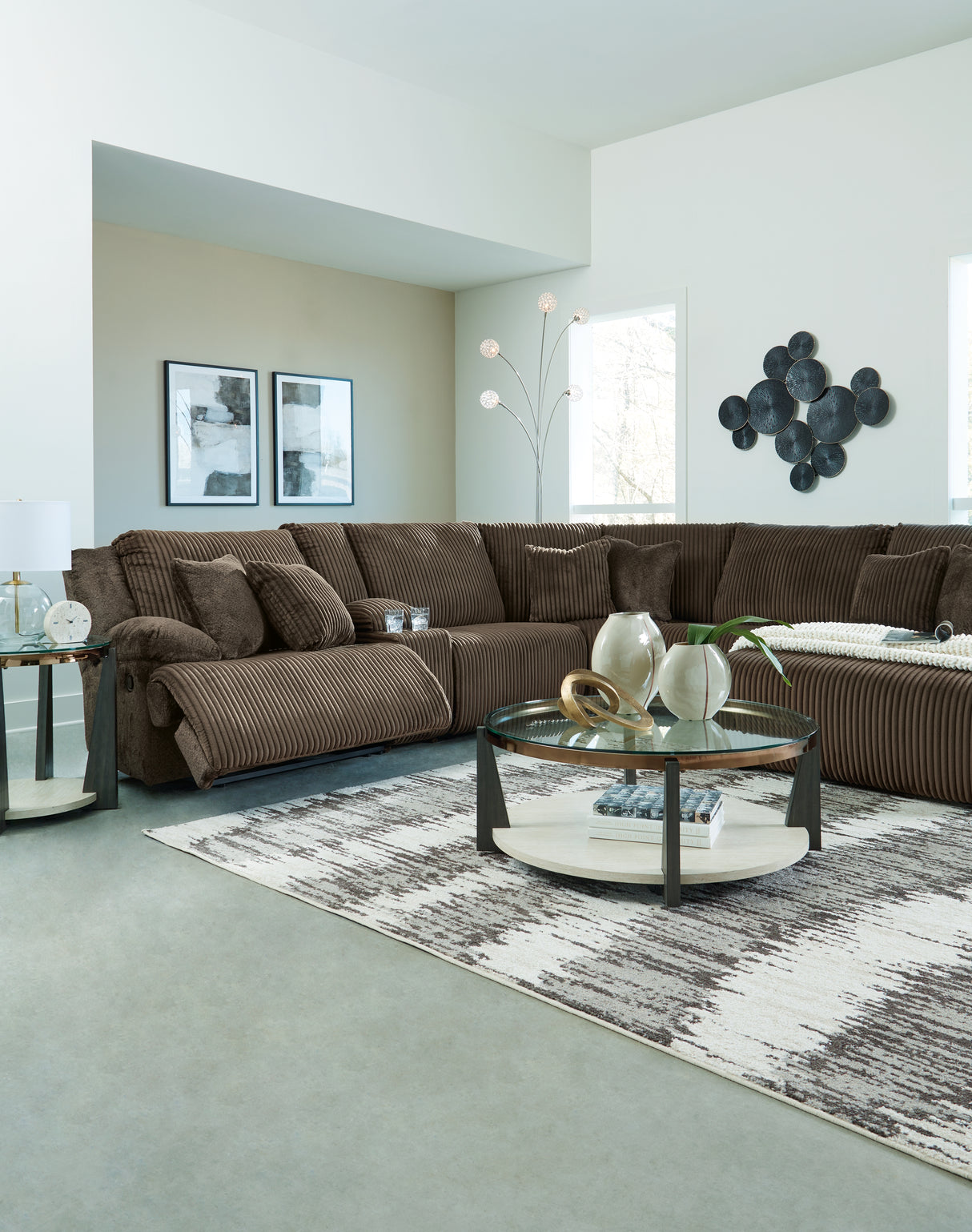 Top Tier Sofa Chaise Sectional (Configuration: 3-Piece (Right-Arm Facing Press Back Chaise, Armless Recliner, Left-Arm Facing Recliner))
