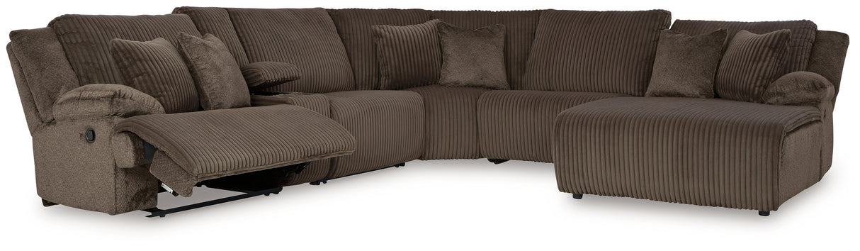 Top Tier 6-Piece Reclining Sectional with Chaise (Color: Chocolate)