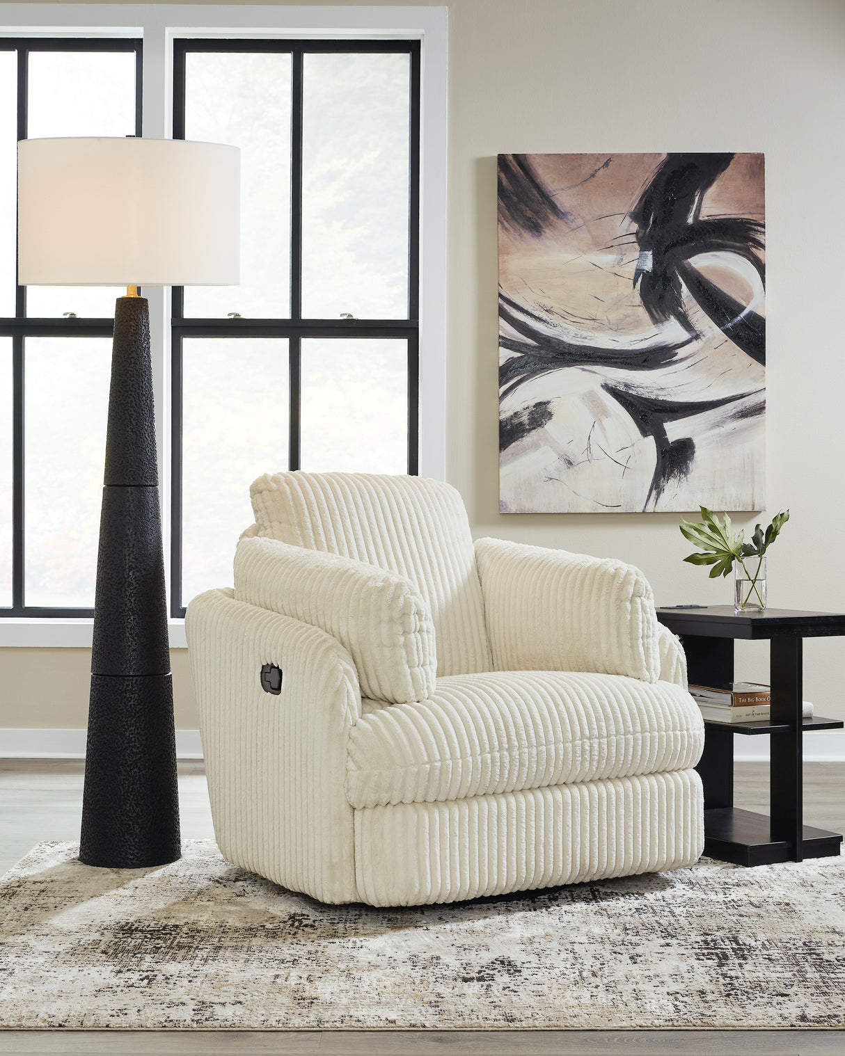 Tie-Breaker Swivel Glider Recliner (Color: Ivory)