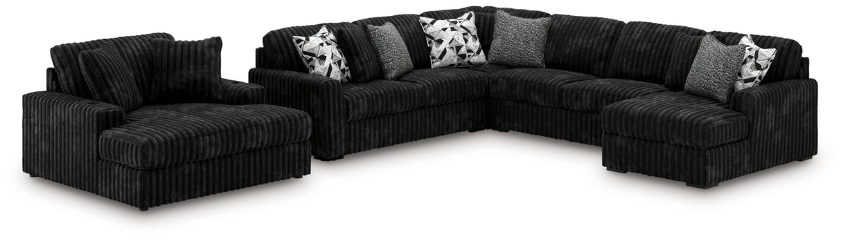 Midnight-Madness 4-Piece Sectional and Oversized Chaise