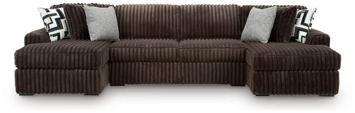 Midnight-Madness 3-Piece Sectional with Chaise (Color: Chocolate)
