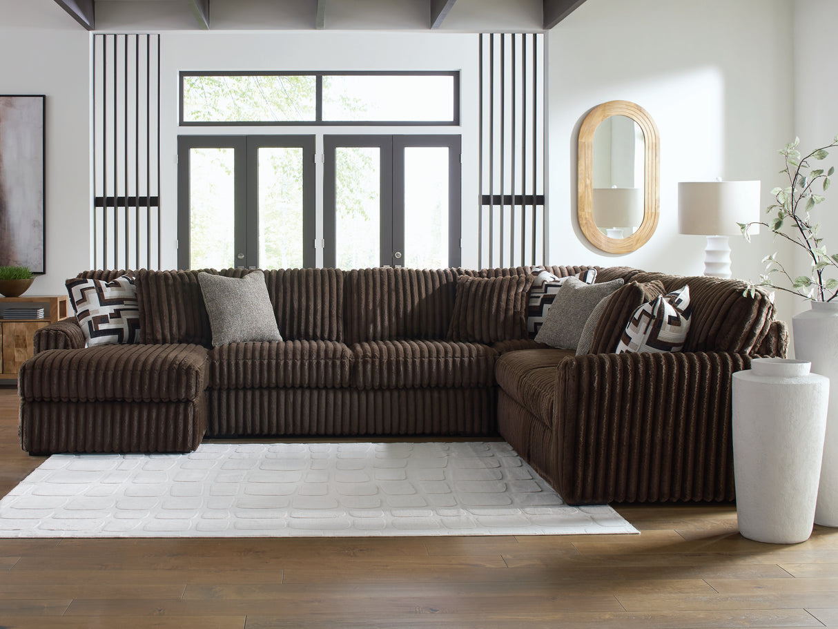 Midnight-Madness 4-Piece Sectional with Chaise (Color: Chocolate)