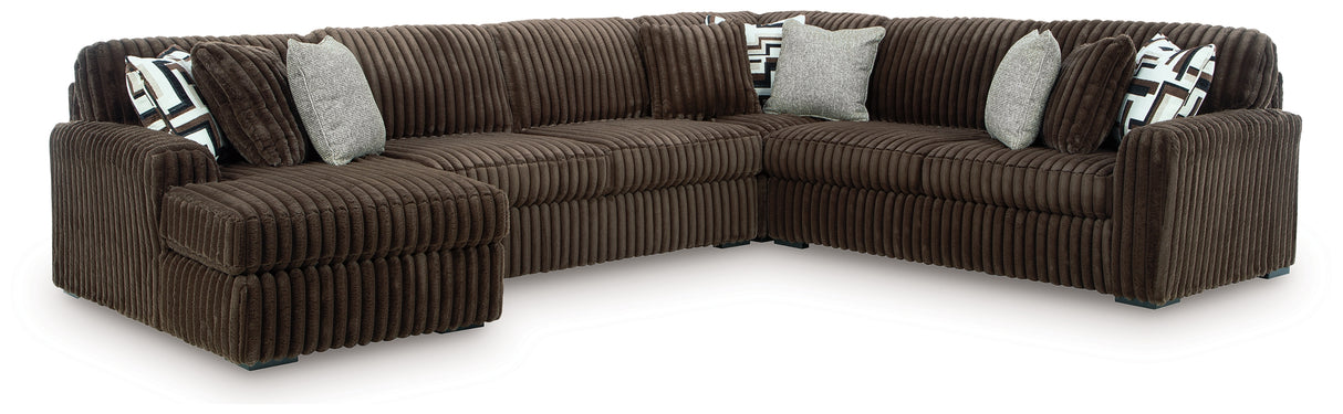 Midnight-Madness 4-Piece Sectional with Chaise (Color: Chocolate)