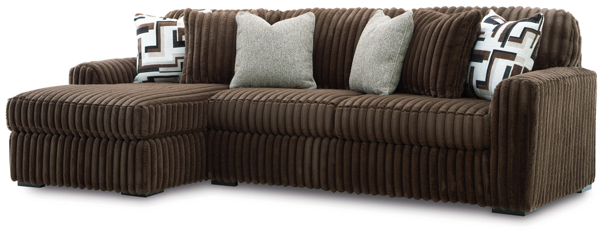 Midnight-Madness 2-Piece Sectional Sofa with Chaise (Color: Chocolate)