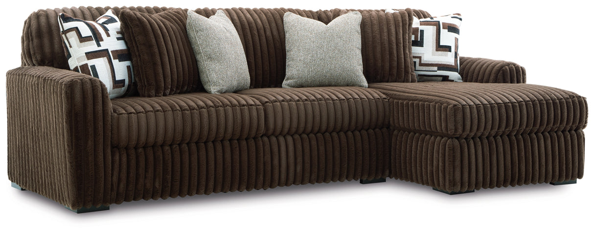 Midnight-Madness 2-Piece Sectional Sofa with Chaise (Color: Chocolate)