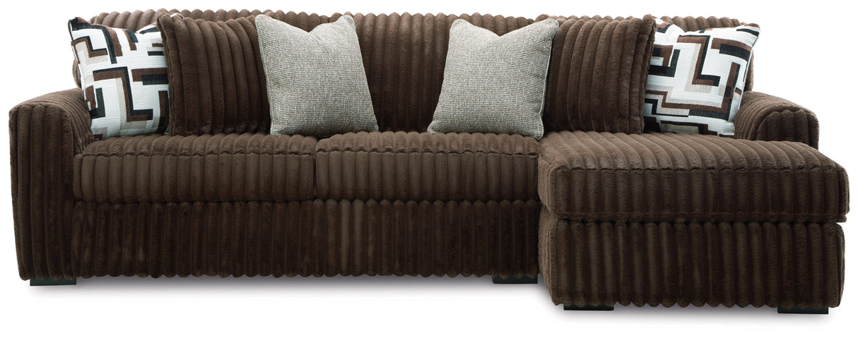Midnight-Madness 2-Piece Sectional Sofa with Chaise (Color: Chocolate)