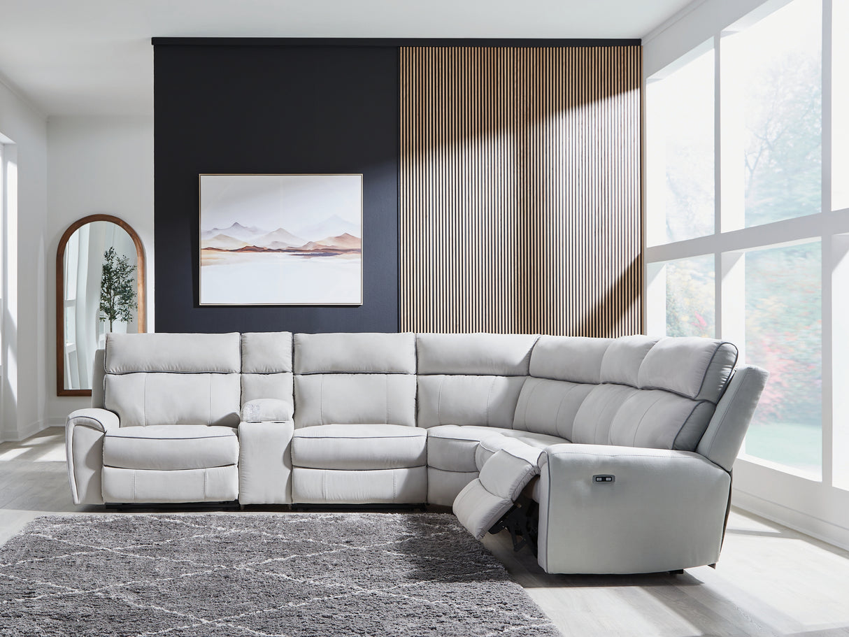Social Pointe 3-Piece Power Reclining Sectional (Configuration: 6-Piece (Social Pointe Armless Chair, Social Pointe Armless Chair, Social Pointe Console with Storage, Social Pointe Left-Arm Facing Power Recliner, Social Pointe Right-Arm Facing Power Recliner, Social Pointe Wedge))