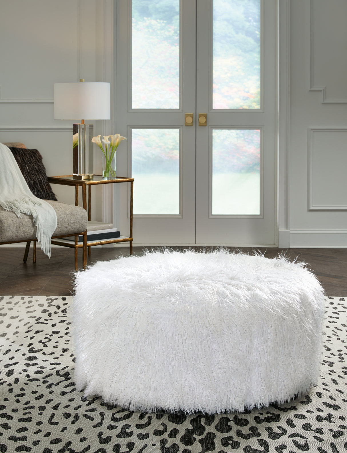 Galice Oversized Accent Ottoman (Color: White)