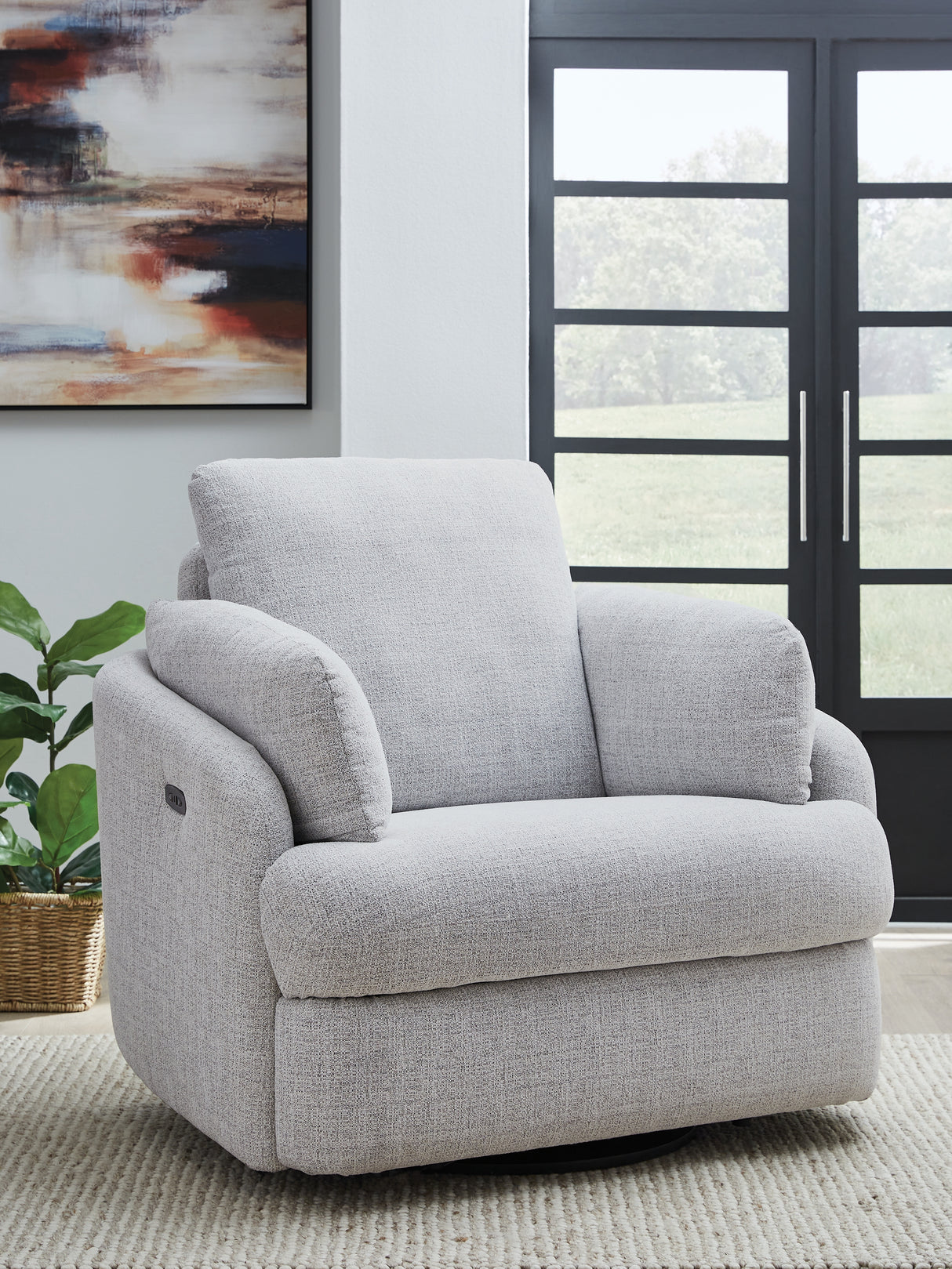 Alainmont Next-Gen Nuvella Swivel Power Recliner (Color: Stone)