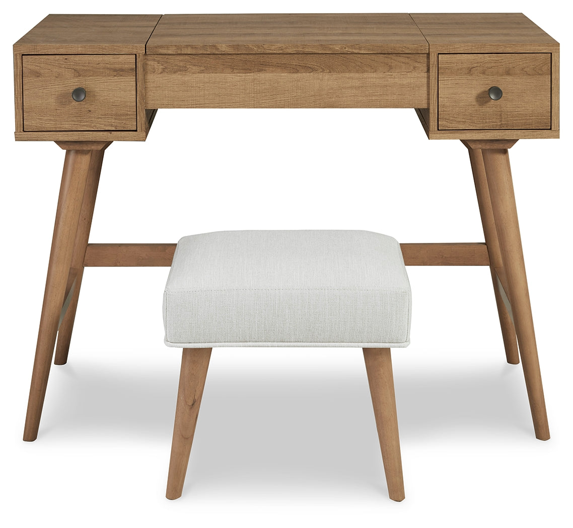 Thadamere Vanity with Stool (Color: Light Brown)