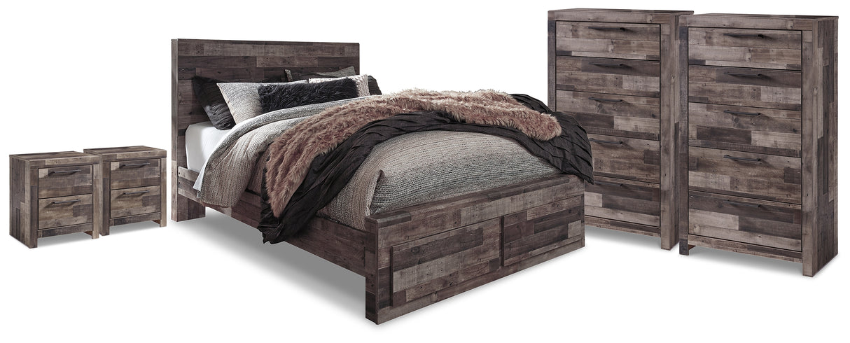 Derekson Queen Storage Bed, 2 Chests and 2 Nightstands