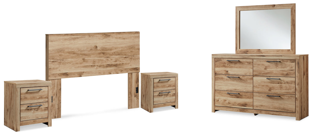 Hyanna 5-Piece Queen Panel Headboard with Mirrored Dresser and 2 Nightstands (Queen Panel Headboard, Dresser, Bedroom Mirror, Nightstand, Nightstand)