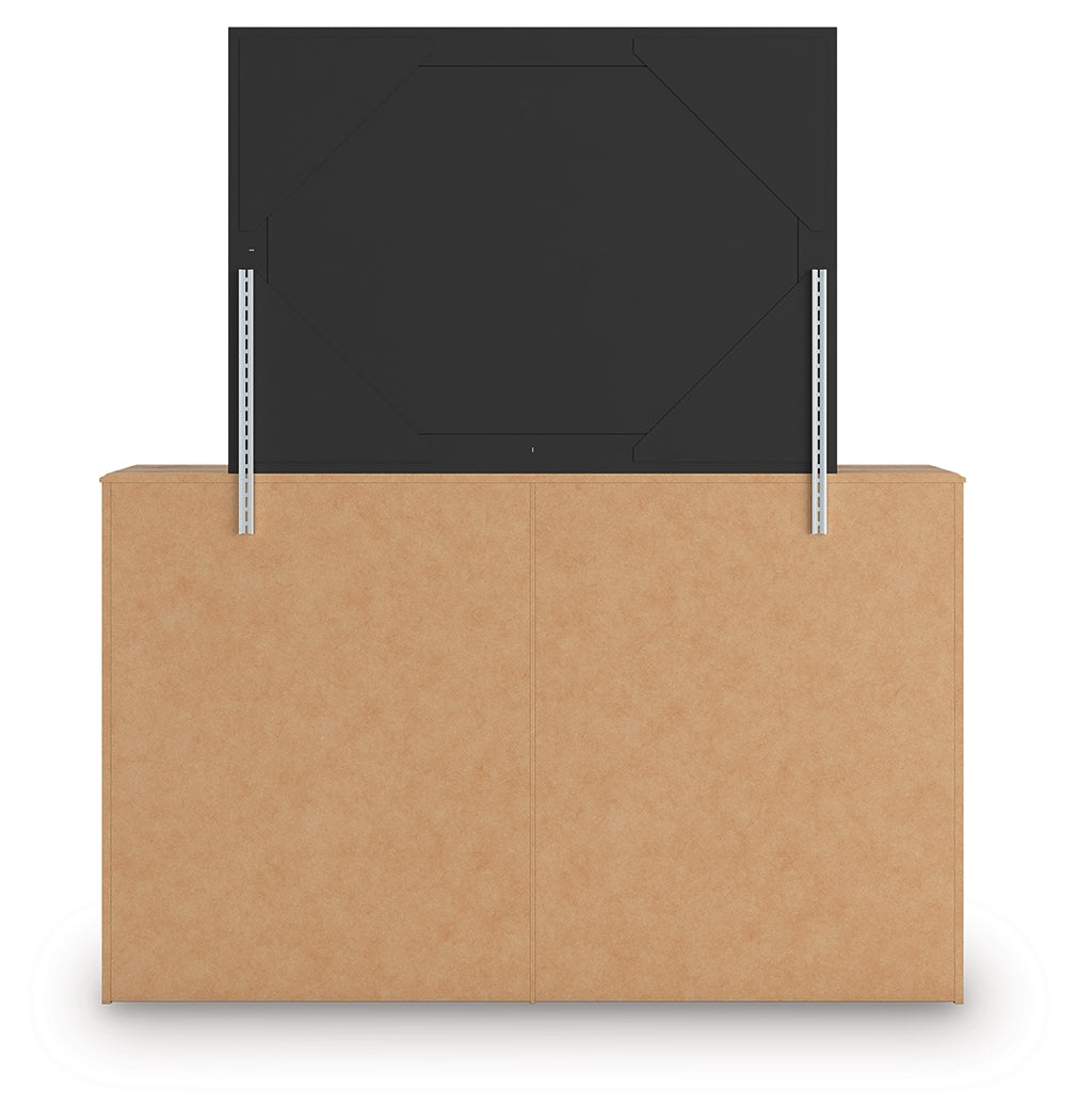 Aleaport 4-Piece Full Panel Bed with Mirrored Dresser (Full Panel Footboard with Rails, Full Panel Headboard, Dresser, Bedroom Mirror)