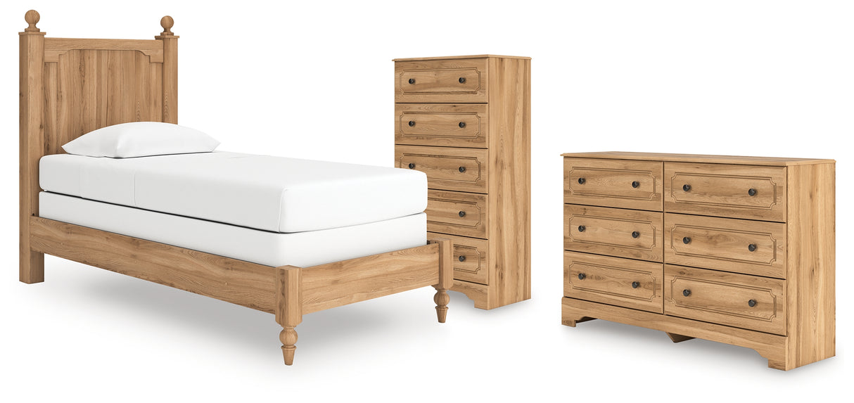 Aleaport 4-Piece Twin Panel Bed with Dresser and Chest (Twin Panel Footboard with Rails, Twin Panel Headboard, Dresser, Chest of Drawers)