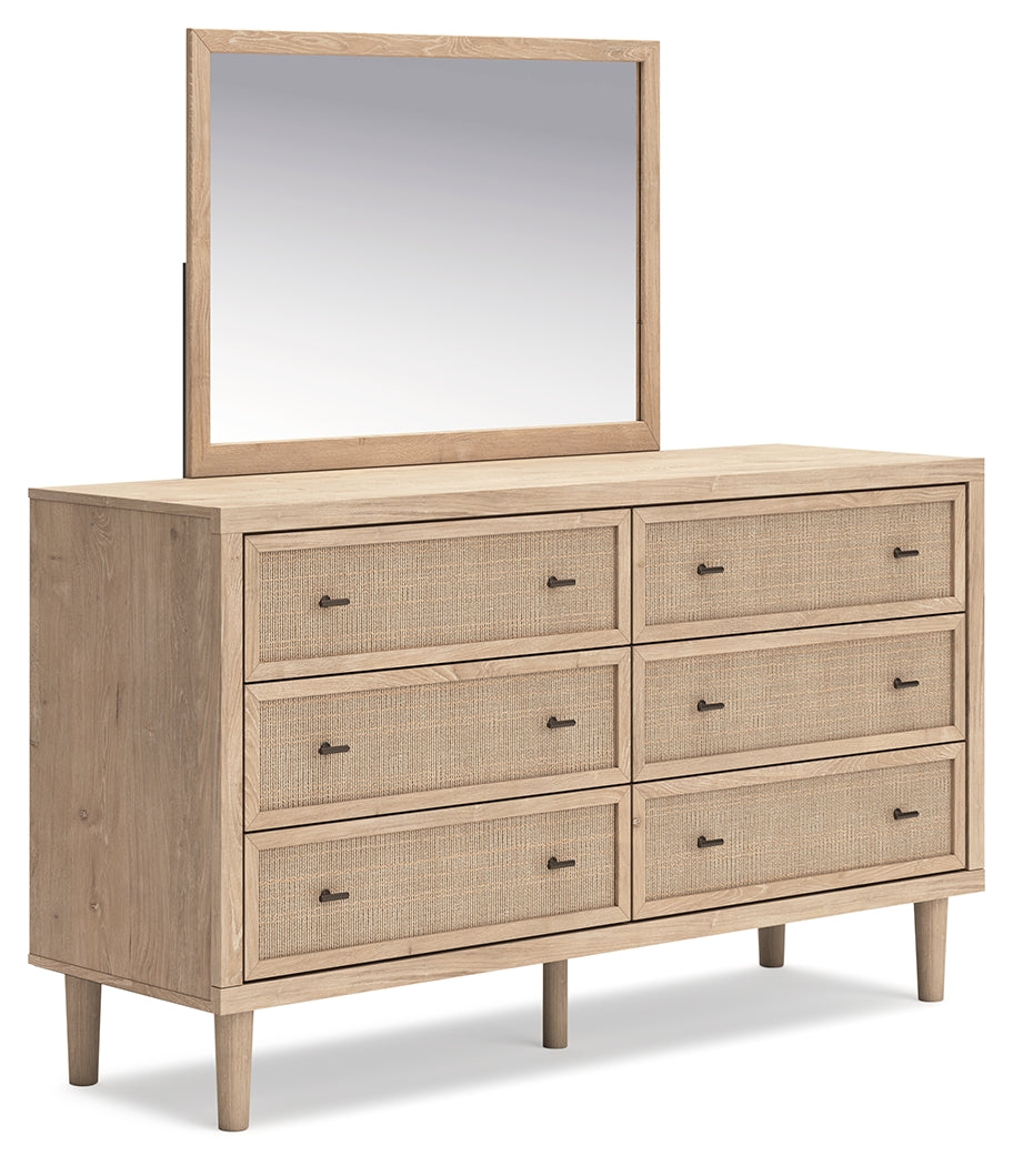 Cielden 3-Piece Queen Panel Headboard with Mirrored Dresser (Queen Panel Headboard, Dresser, Bedroom Mirror)
