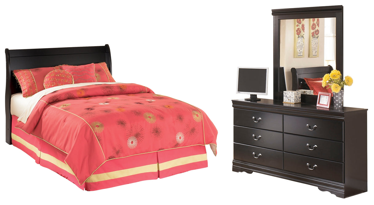 Huey Vineyard 3-Piece Full Sleigh Headboard with Mirrored Dresser (Full Sleigh Headboard, Dresser, Bedroom Mirror)