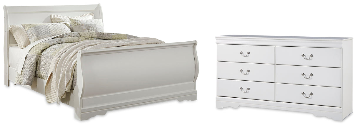 Anarasia 4-Piece Queen Sleigh Bed with Dresser (Queen Sleigh Footboard, Queen Sleigh Headboard, Queen Sleigh Rails, Dresser)