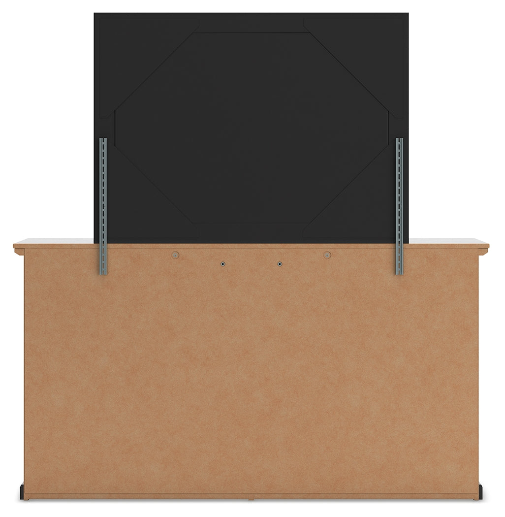 Maribel 4-Piece King Panel Bed with Mirrored Dresser (King Panel Rails, King Panel Headboard/Footboard, Dresser, Bedroom Mirror)