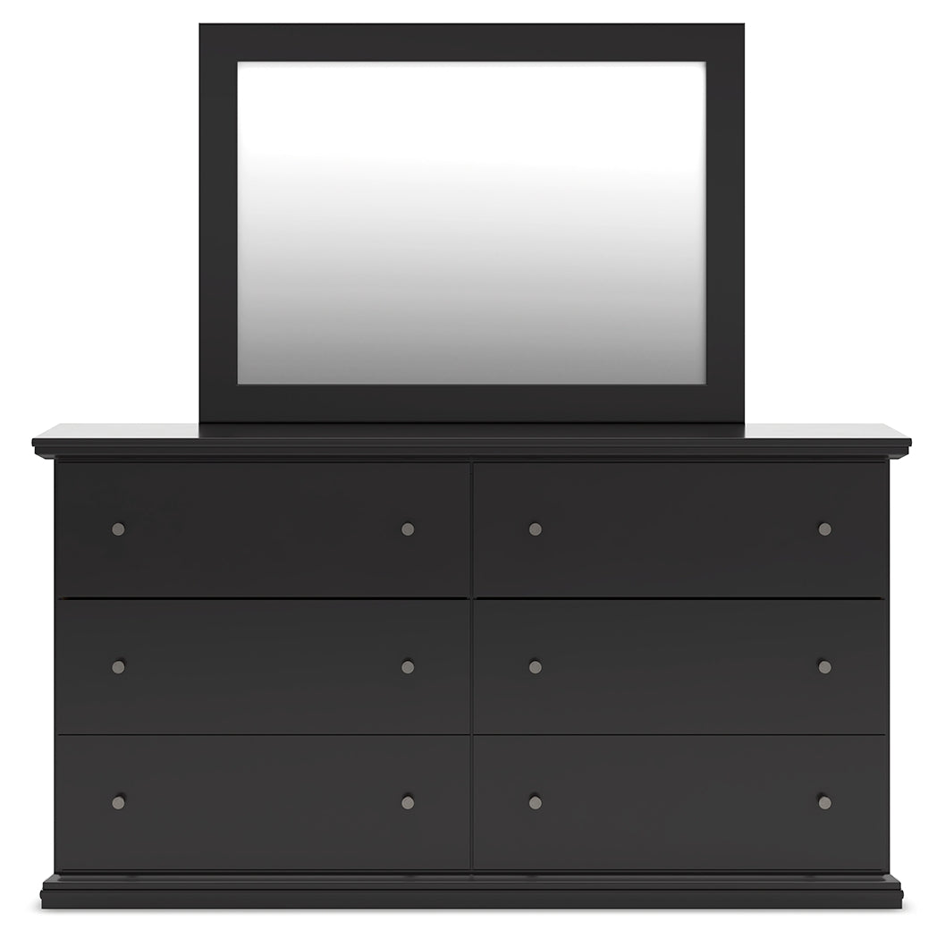 Maribel 7-Piece Full Panel Bed with Mirrored Dresser, Chest and 2 Nightstands (Full Panel Rails, Full Panel Headboard/Footboard, Dresser, Bedroom Mirror, Chest of Drawers, Nightstand, Nightstand)