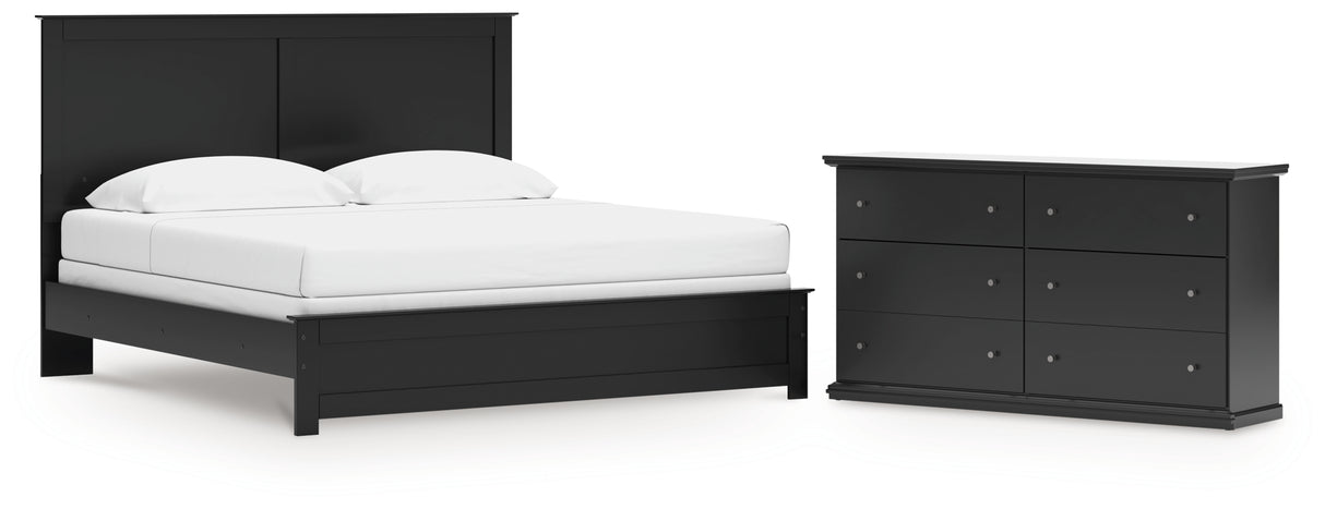 Maribel 3-Piece King Panel Bed with Dresser (King Panel Rails, King Panel Headboard/Footboard, Dresser)