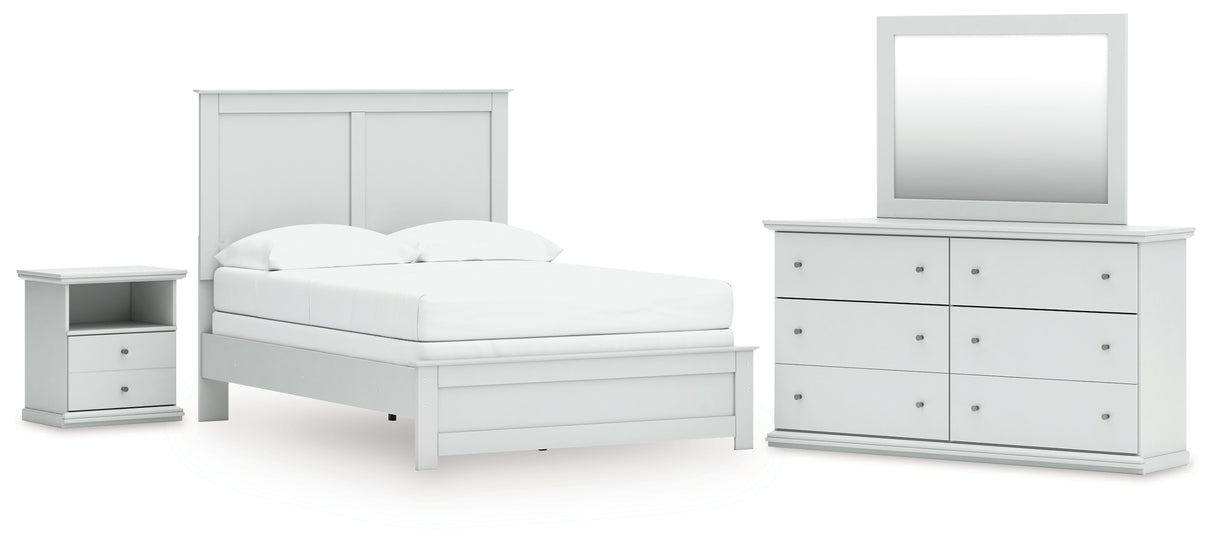 Bostwick Shoals 5-Piece Full Panel Bed with Mirrored Dresser and Nightstand (Full Panel Rails, Full Panel Headboard/Footboard, Dresser, Bedroom Mirror, Nightstand)