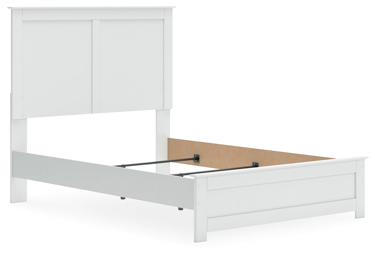 Bostwick Shoals 5-Piece Full Panel Bed with Mirrored Dresser and Chest (Full Panel Rails, Full Panel Headboard/Footboard, Dresser, Bedroom Mirror, Chest of Drawers)