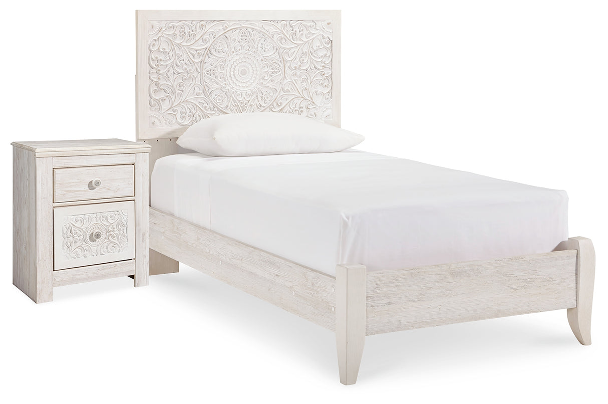 Paxberry Twin Panel Bed and Nightstand (Bed Size: Twin)