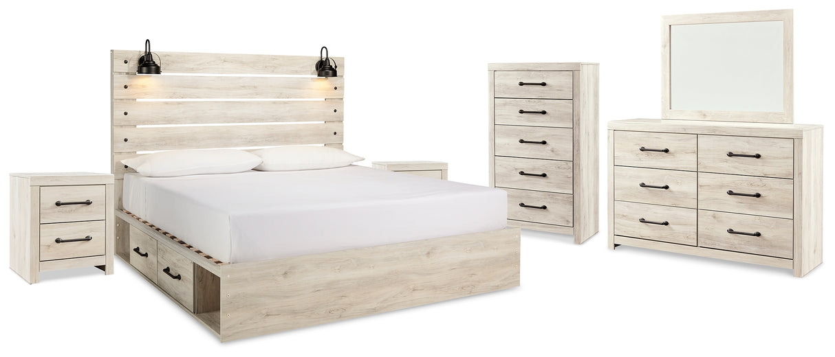 Cambeck Panel Bed with Storage, Dresser, Mirror, Chest and 2 Nightstands (Bed Size: King)
