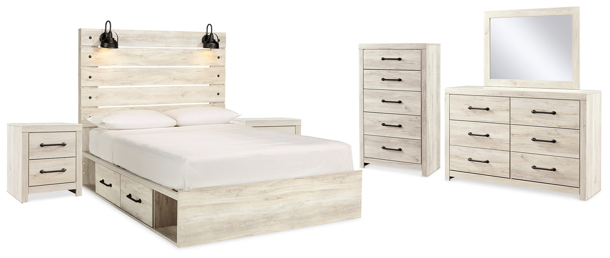 Cambeck Queen Panel Storage Bed, Dresser, Mirror, 2 Chests and 2 Nightstands
