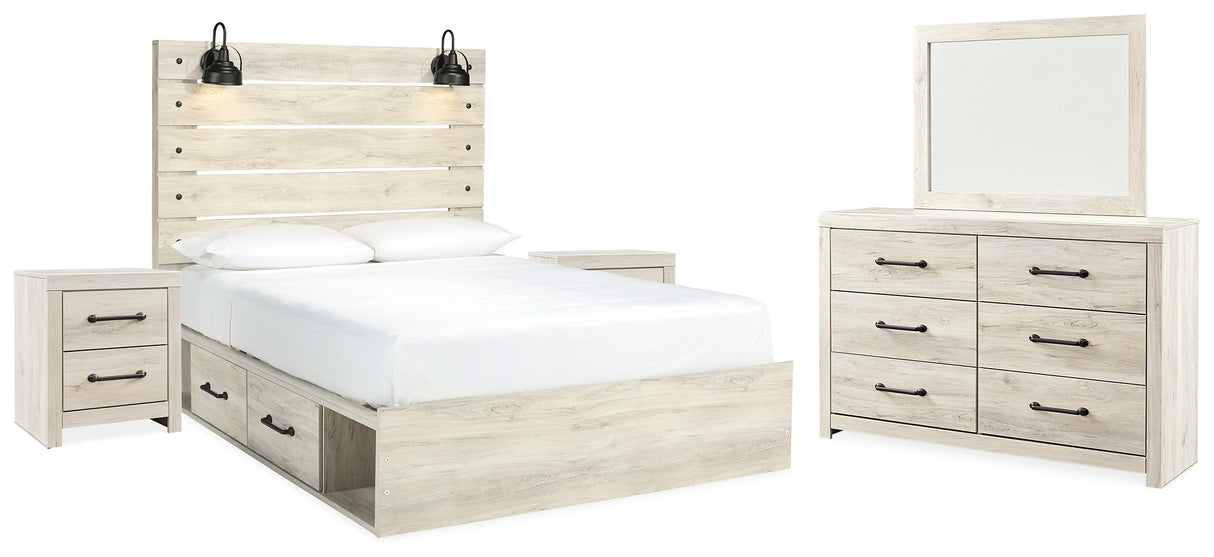 Cambeck Queen Panel Bed with Storage, Dresser, Mirror and 2 Nightstands (Bed Size: Queen)