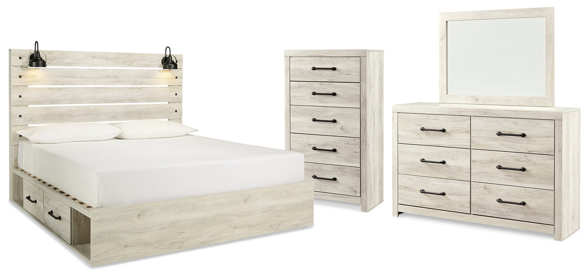 Cambeck King Panel Bed with Storage, Dresser, Mirror and Chest