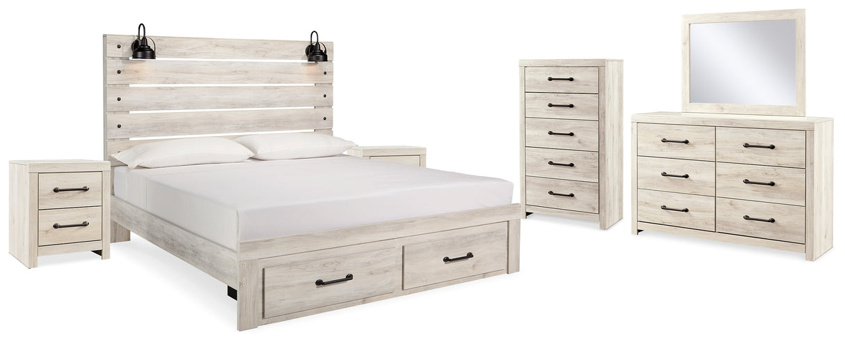 Cambeck King Panel Storage Bed, Dresser, Mirror, Chest and 2 Nightstands (Bed Size: King)