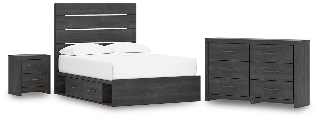 Hollivern 6-Piece Full Panel Bed with Storage with Dresser and Nightstand (Platform Full Roll Slats, Twin/Full Under Bed Storage, Twin/Full Under Bed Storage, Full Panel Headboard/Footboard, Dresser, Nightstand)