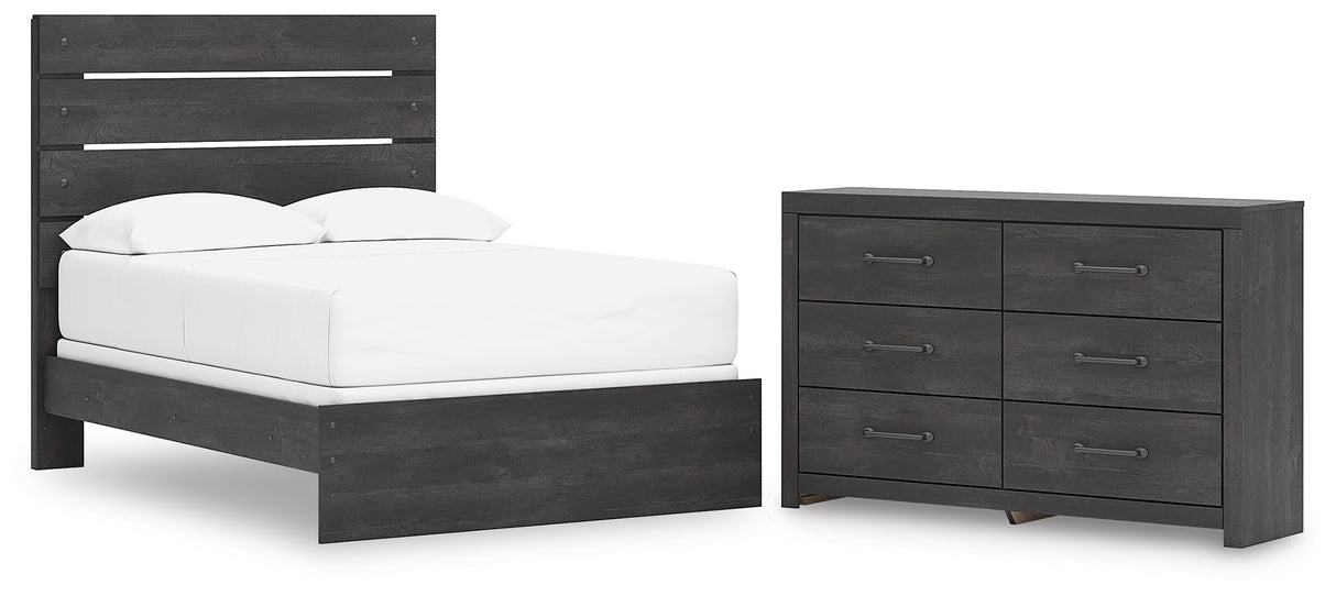 Hollivern 3-Piece Full Panel Bed with Dresser (Full Panel Headboard/Footboard, Full Panel Rails, Dresser)
