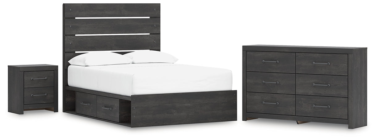 Hollivern 5-Piece Full Panel Bed with Storage with Dresser and Nightstand (Platform Full Roll Slats, Twin/Full Side Storage with Rail, Full Panel Headboard/Footboard, Dresser, Nightstand)