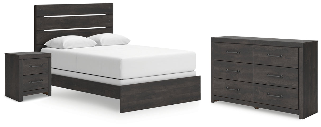 Hollivern 4-Piece Queen Panel Bed with Dresser and Nightstand (Queen Panel Headboard/Footboard, Queen Panel Rails, Dresser, Nightstand)