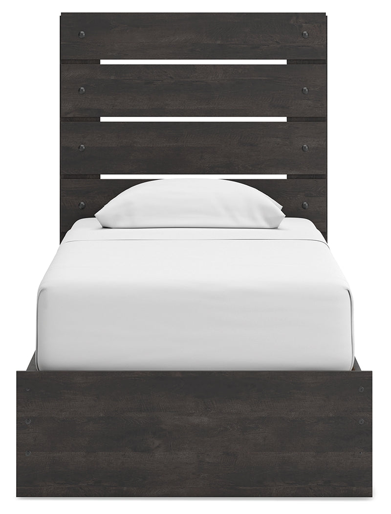 Hollivern 7-Piece Twin Panel Bed with Storage with Mirrored Dresser and Chest (Platform Twin Roll Slats, Twin/Full Under Bed Storage, Twin/Full Under Bed Storage, Twin Panel Headboard/Footboard, Dresser, Bedroom Mirror, Chest of Drawers)