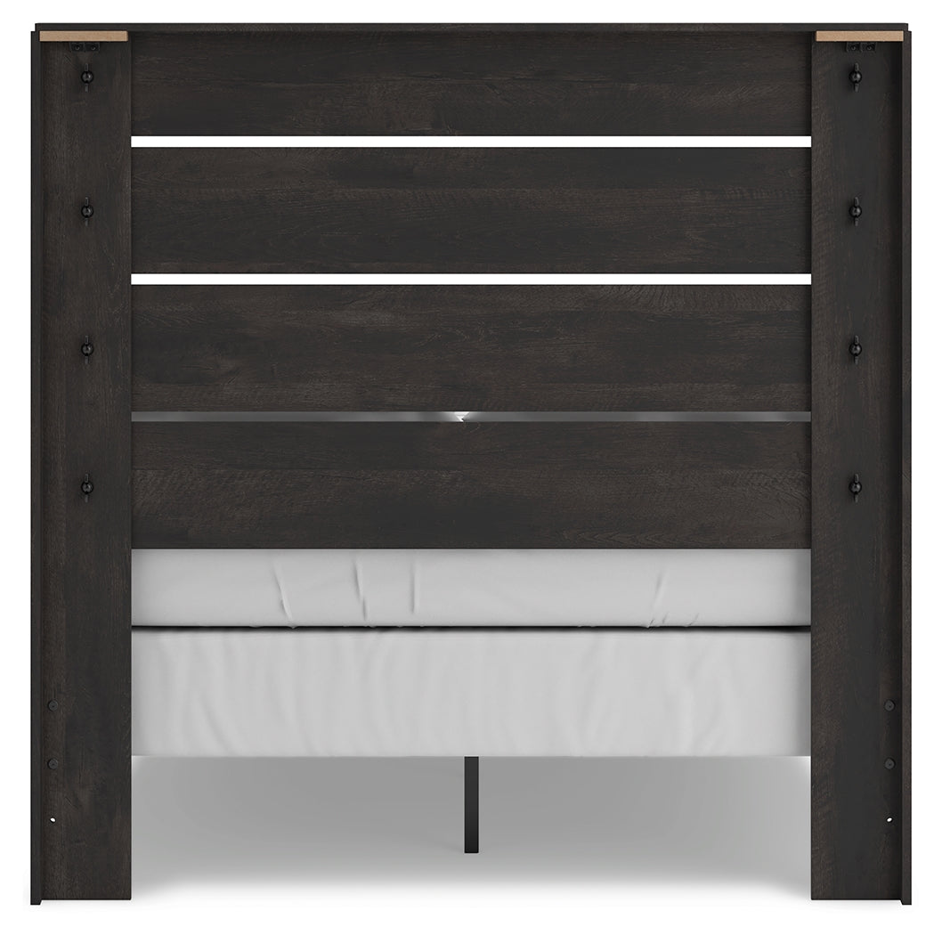 Hollivern 6-Piece Full Panel Bed with Mirrored Dresser, Chest and Nightstand (Full Panel Headboard/Footboard, Full Panel Rails, Dresser, Bedroom Mirror, Chest of Drawers, Nightstand)