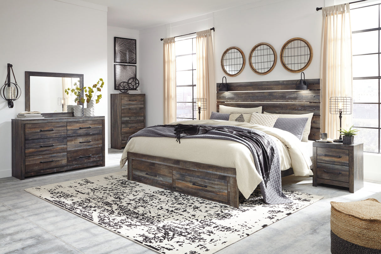 Drystan Queen Panel Bed with 2 Storage Drawers (Bed Size: King)