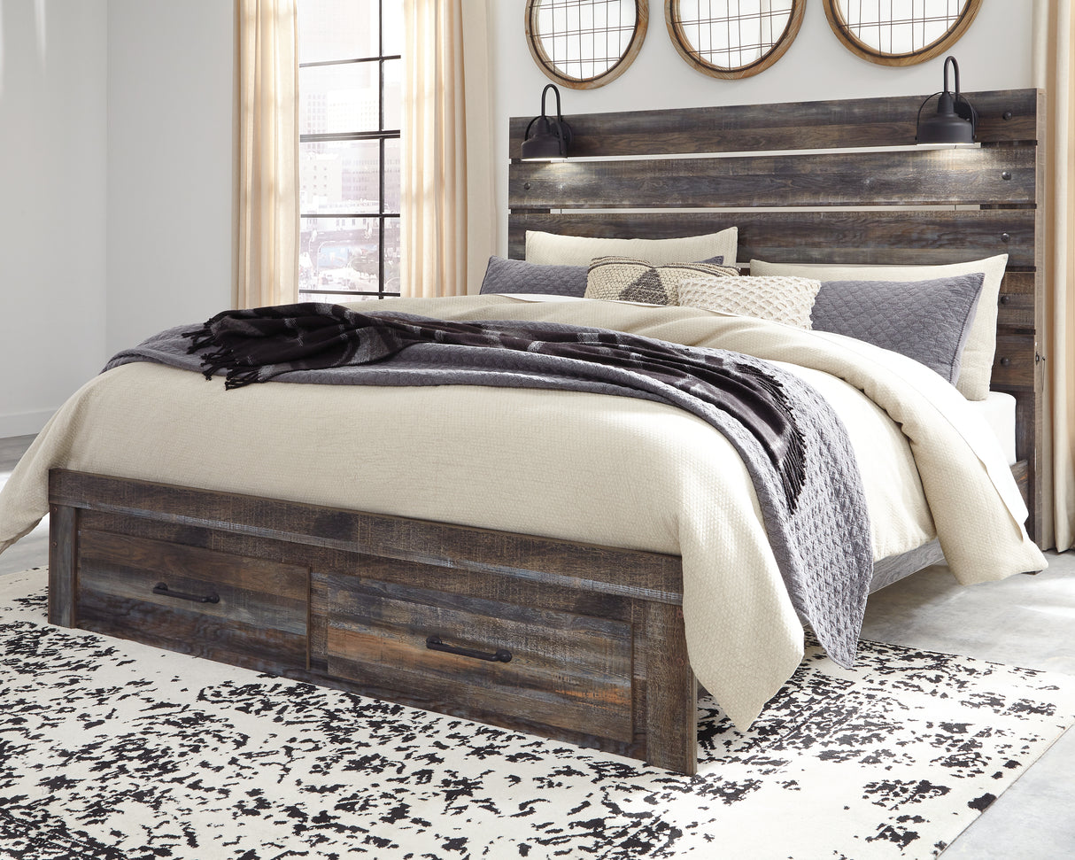 Drystan Queen Panel Bed with 2 Storage Drawers (Bed Size: King)