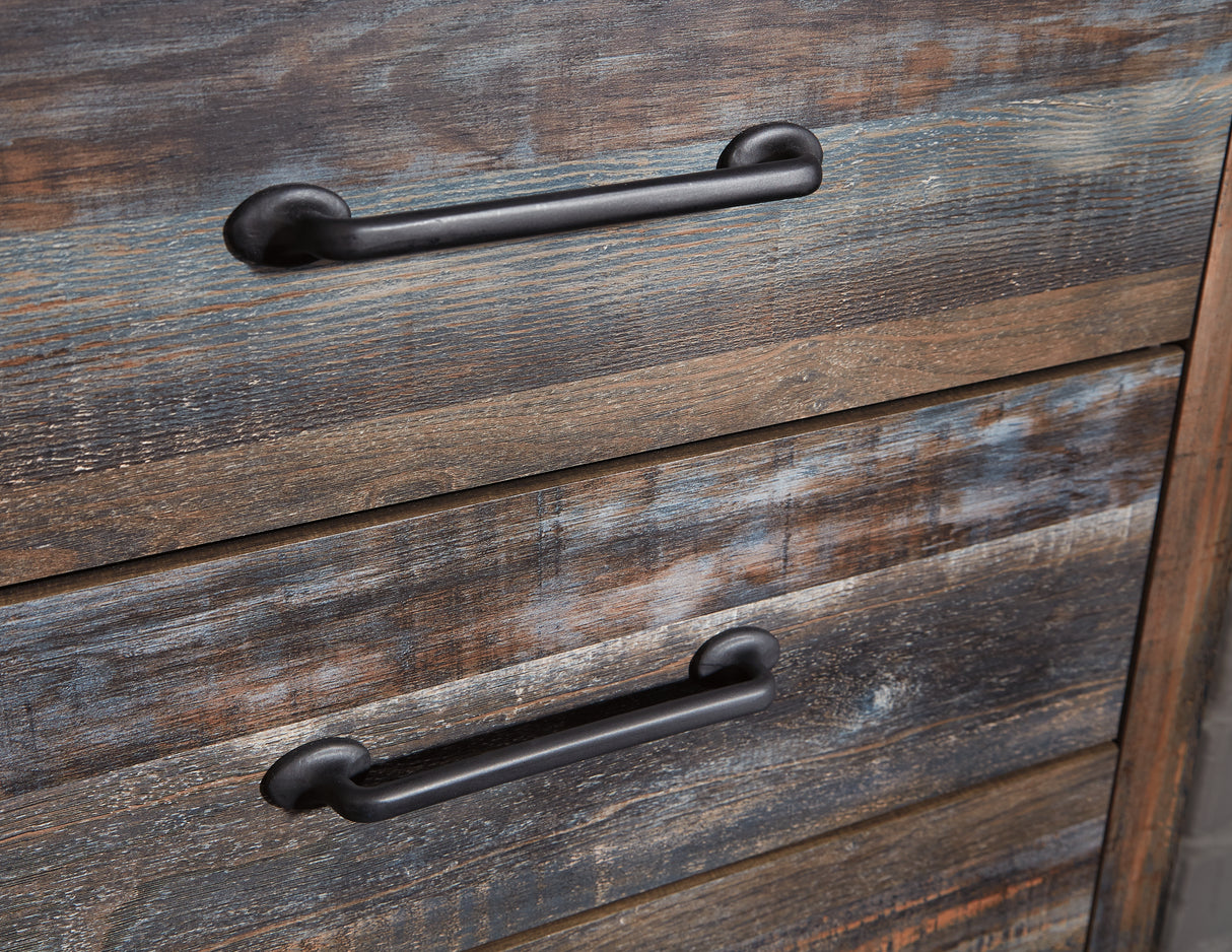 Drystan 3-Piece Queen/Full Bookcase Headboard with Mirrored Dresser (Dresser, Bedroom Mirror, Queen Bookcase Headboard)