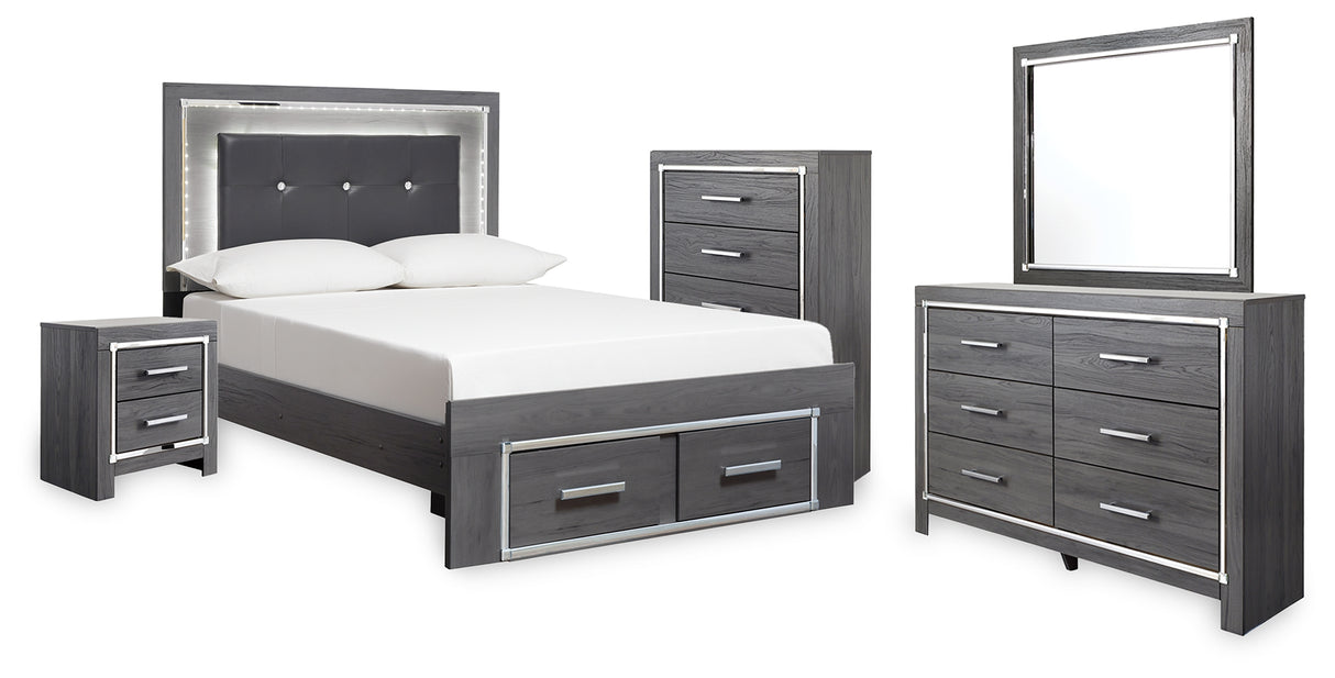 Lodanna Full Storage Bed, Dresser, Mirror, Chest and Nightstand